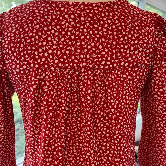 Madewell Kinston Side-Button Wrap Top in Park Picnic Size XS NWOT Red Floral - Picture 2 of 12